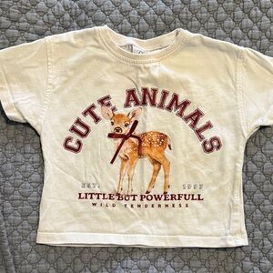 Zara Kids White Deer Graphic Tee
